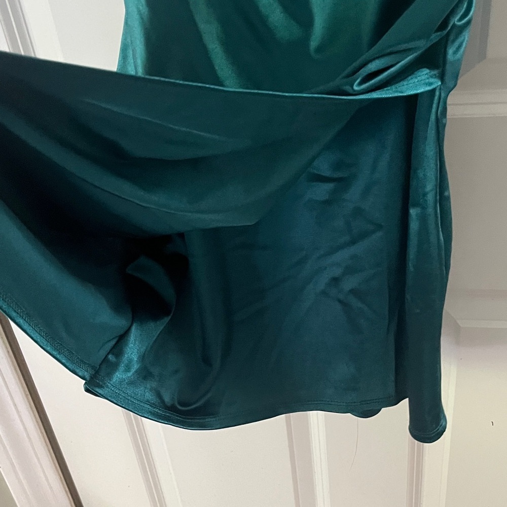 B Darlin Emerald green Satin Mini Corset Dress Sz 3/4 - Picture 7 of 9